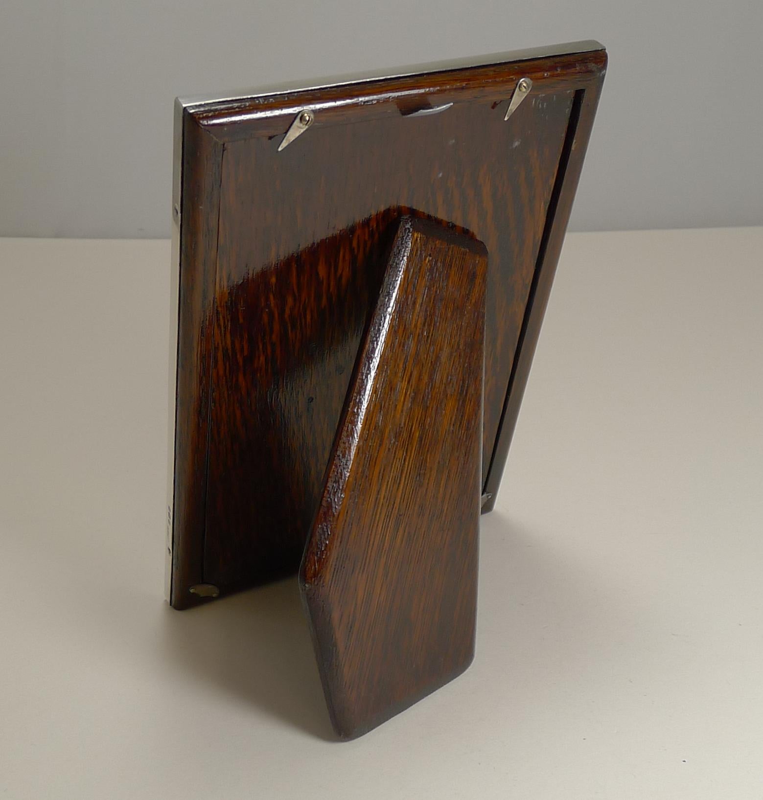 Mid-20th Century Art Deco Engine Turned Sterling Silver Picture Frame by Mappin and Webb