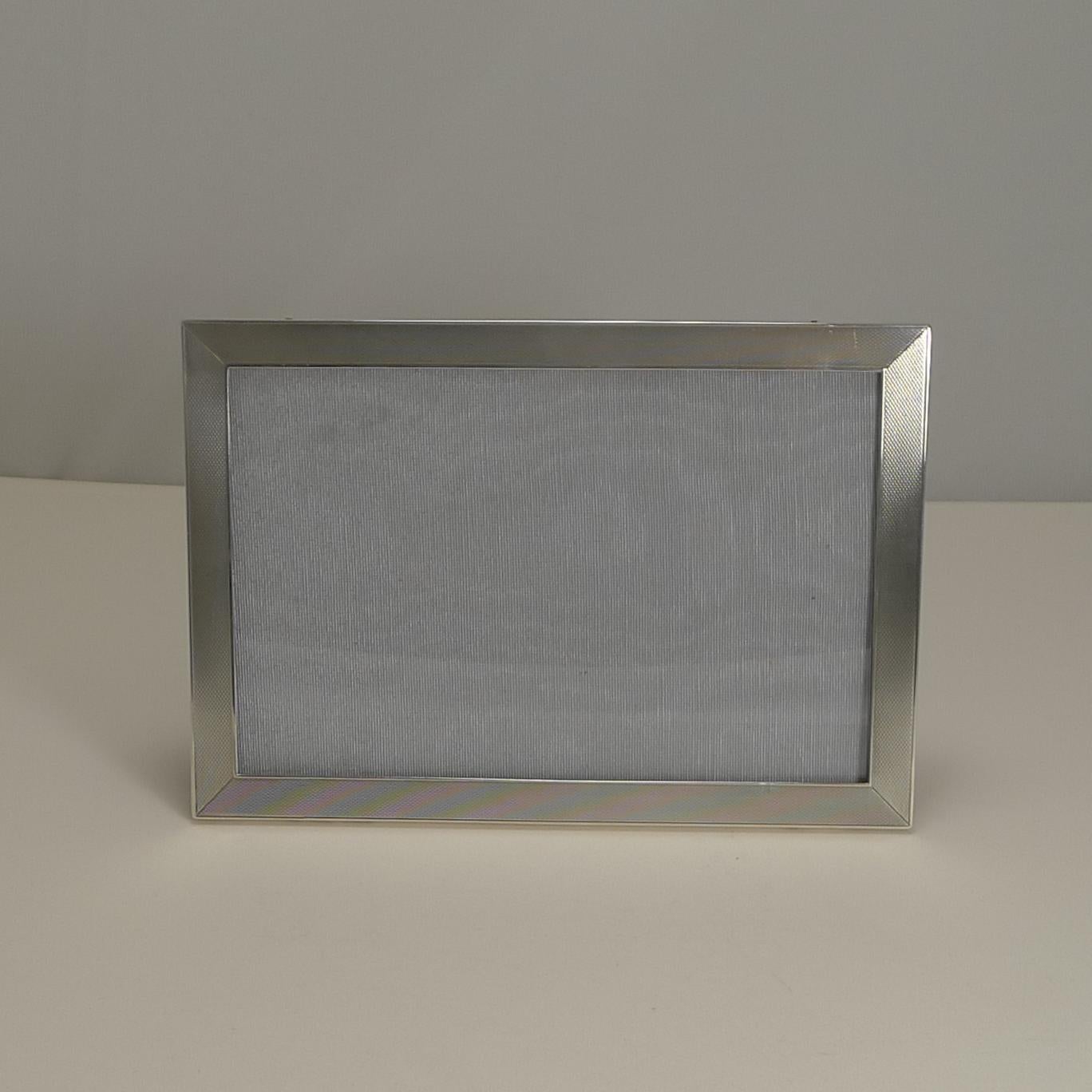 Art Deco Engine Turned Sterling Silver Picture Frame by Mappin and Webb 2