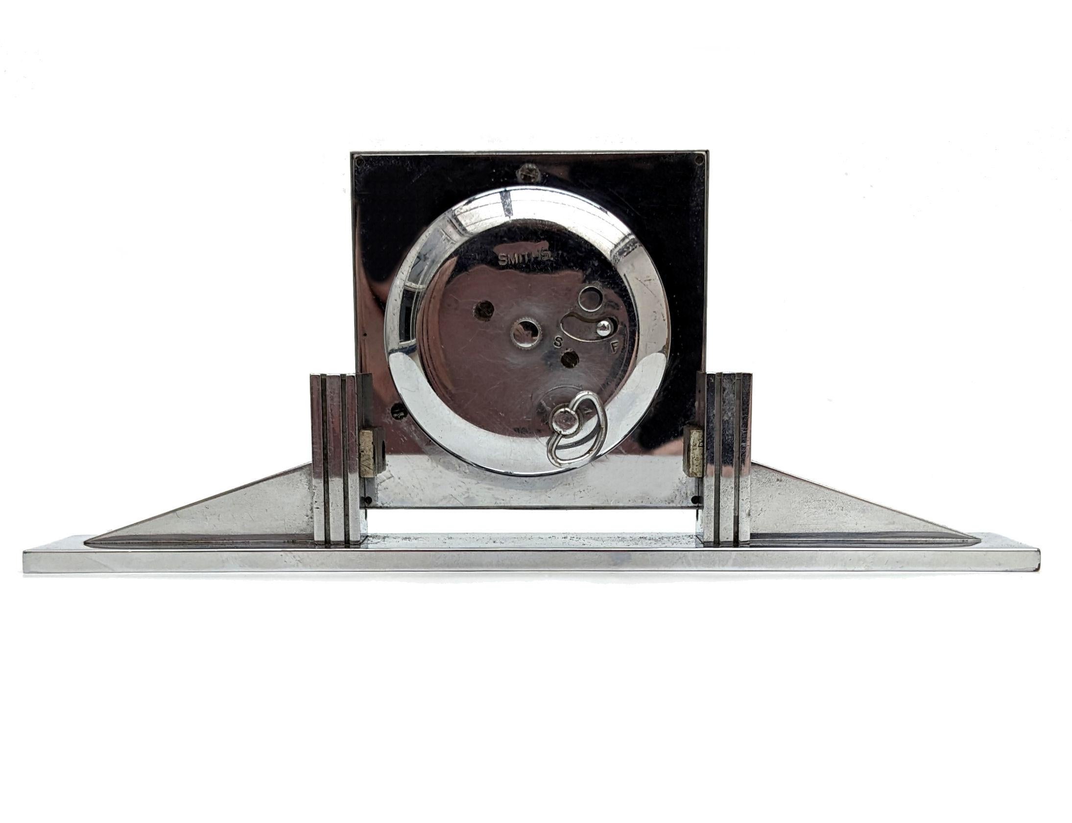 Art Deco English Chrome Clock , 8 Day, Mechanical, By Smiths , c1930 1