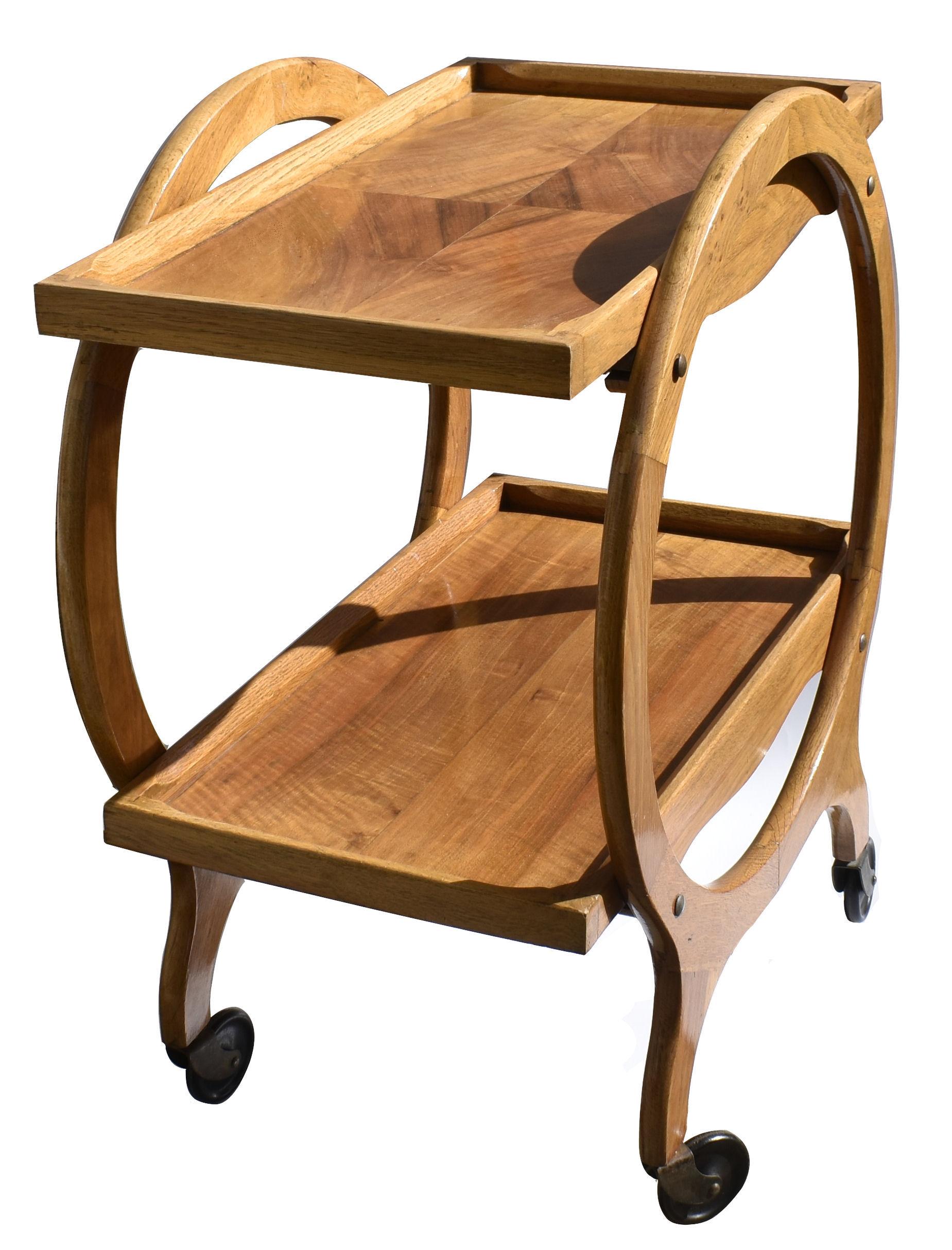 Art Deco English Circular Drinks Trolley Cart, 1930s In Good Condition In Devon, England