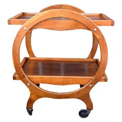 Art Deco English Circular Drinks Trolley Cart, 1930s