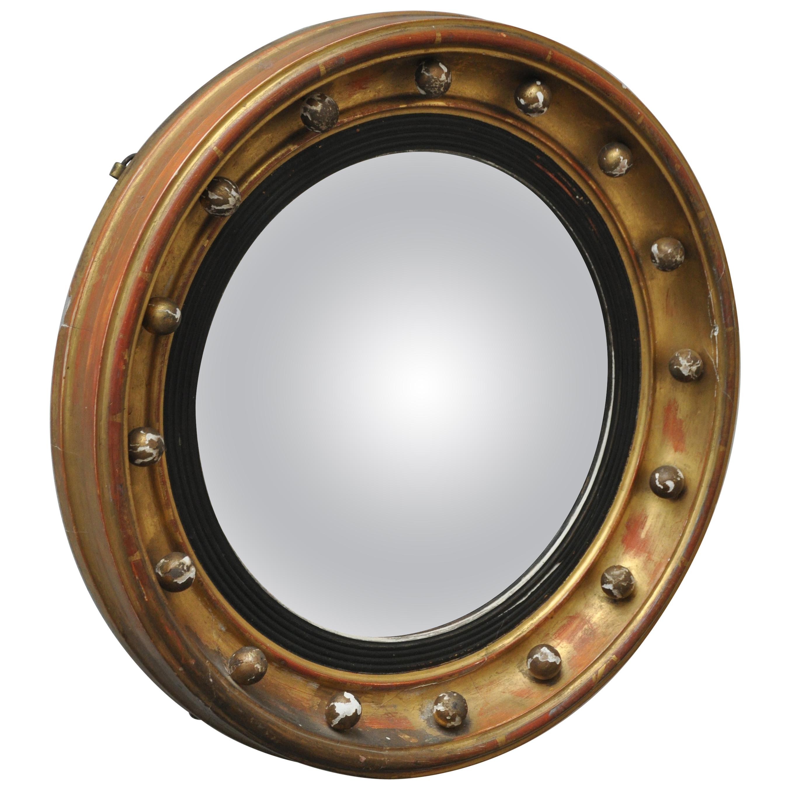 Art Deco English Convex Bulls Eye Mirror For Sale