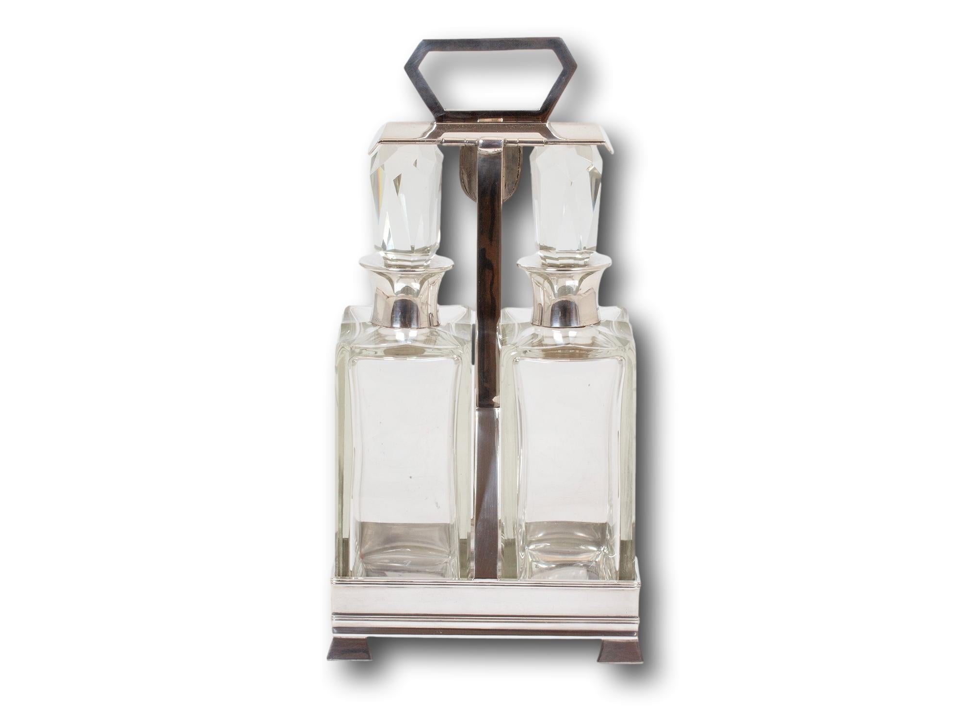 Silver Plate Art Deco English Football Stamford Bridge Tantalus by Hukin & Heath For Sale