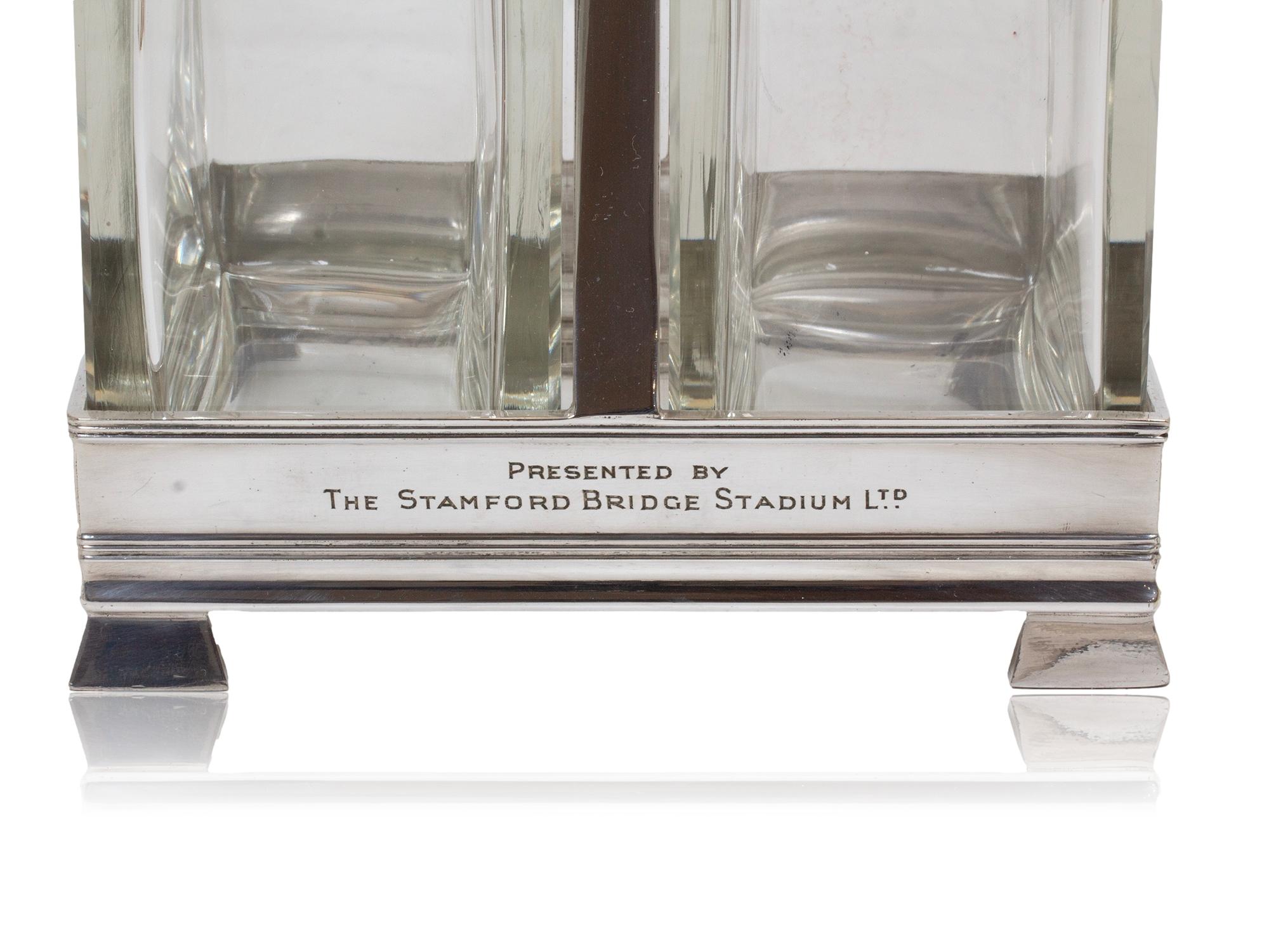 Art Deco English Football Stamford Bridge Tantalus by Hukin & Heath For Sale 2
