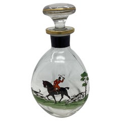 Art Decó Inglés Caza del Zorro Botella Decantadora Decorada con Esmalte
