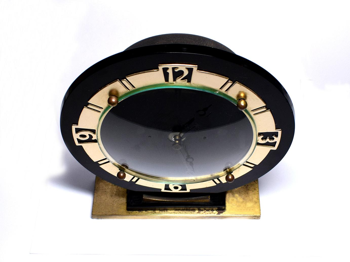 19th Century Art Deco English Glass Mantle Clock