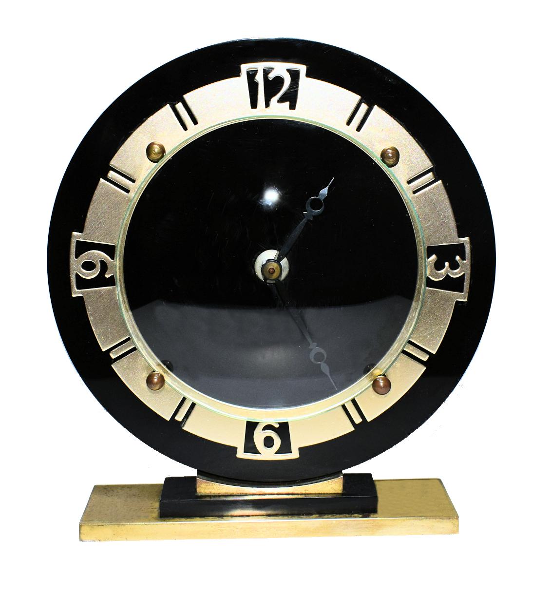 Art Deco English Glass Mantle Clock 2