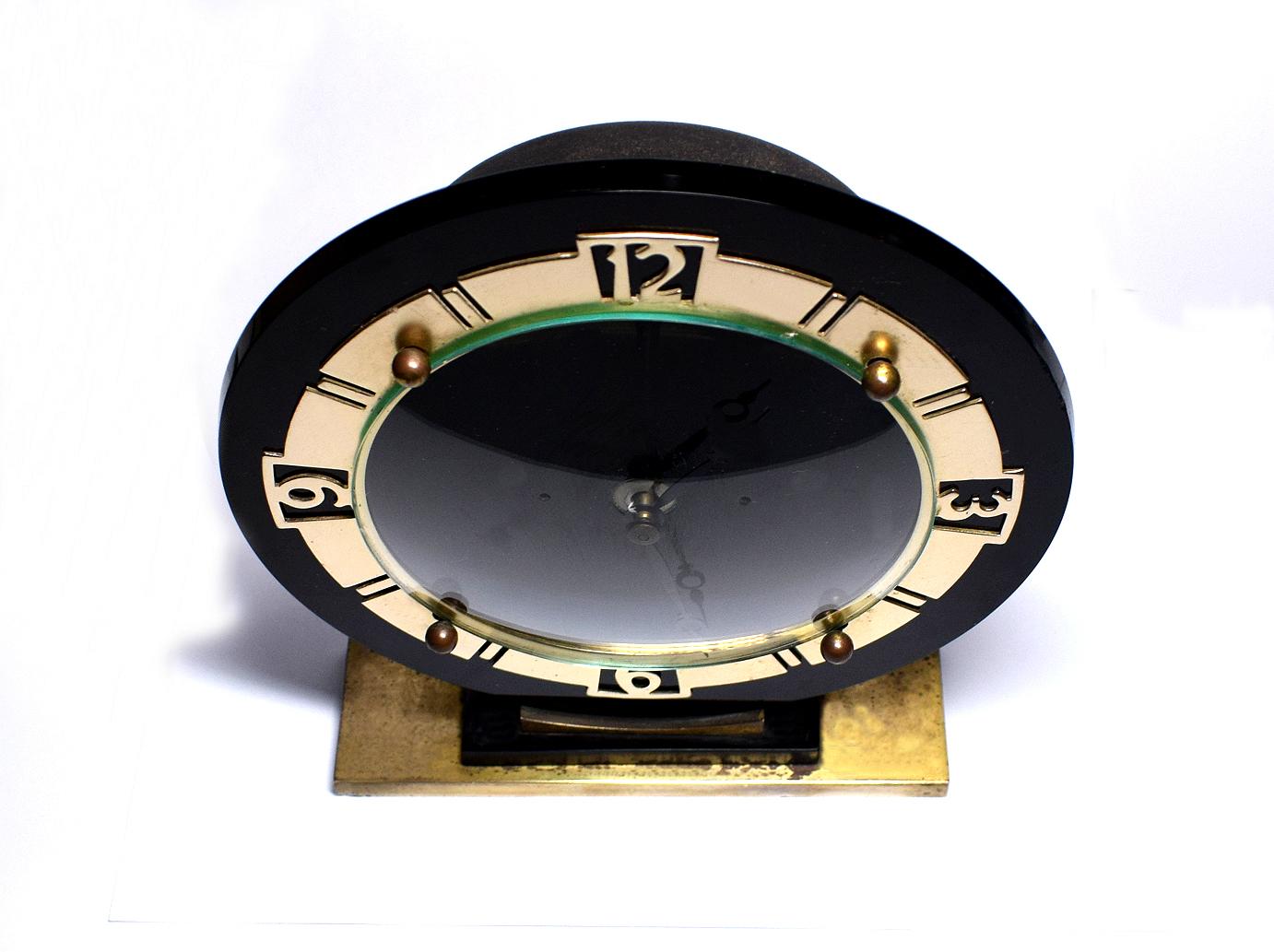 Art Deco English Glass Mantle Clock 3