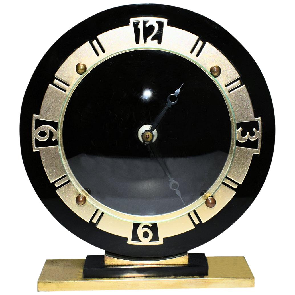 Art Deco English Glass Mantle Clock