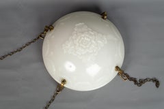 Art Deco English Jefferson Moonstone Glass Plafonnier Light Pendant, C.1920