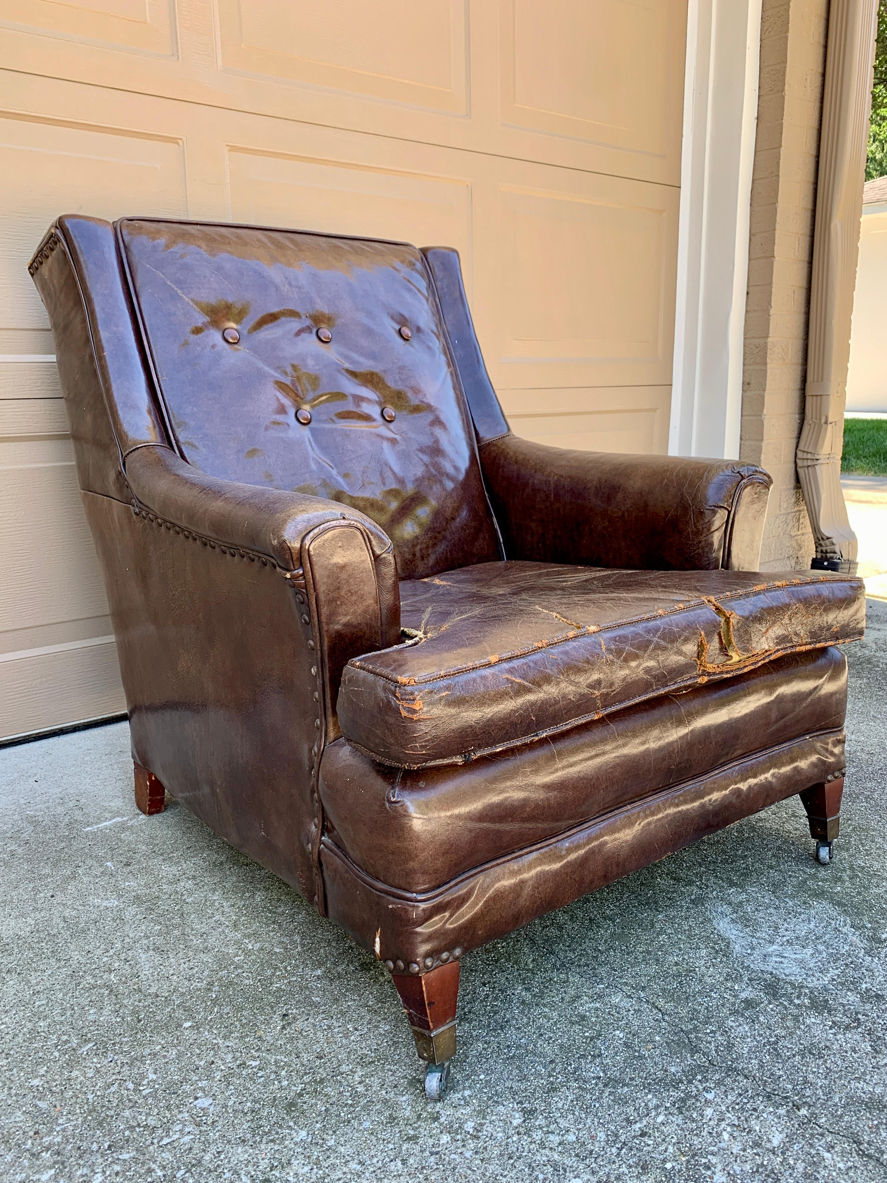 Art Deco English Leather Club Chair 2