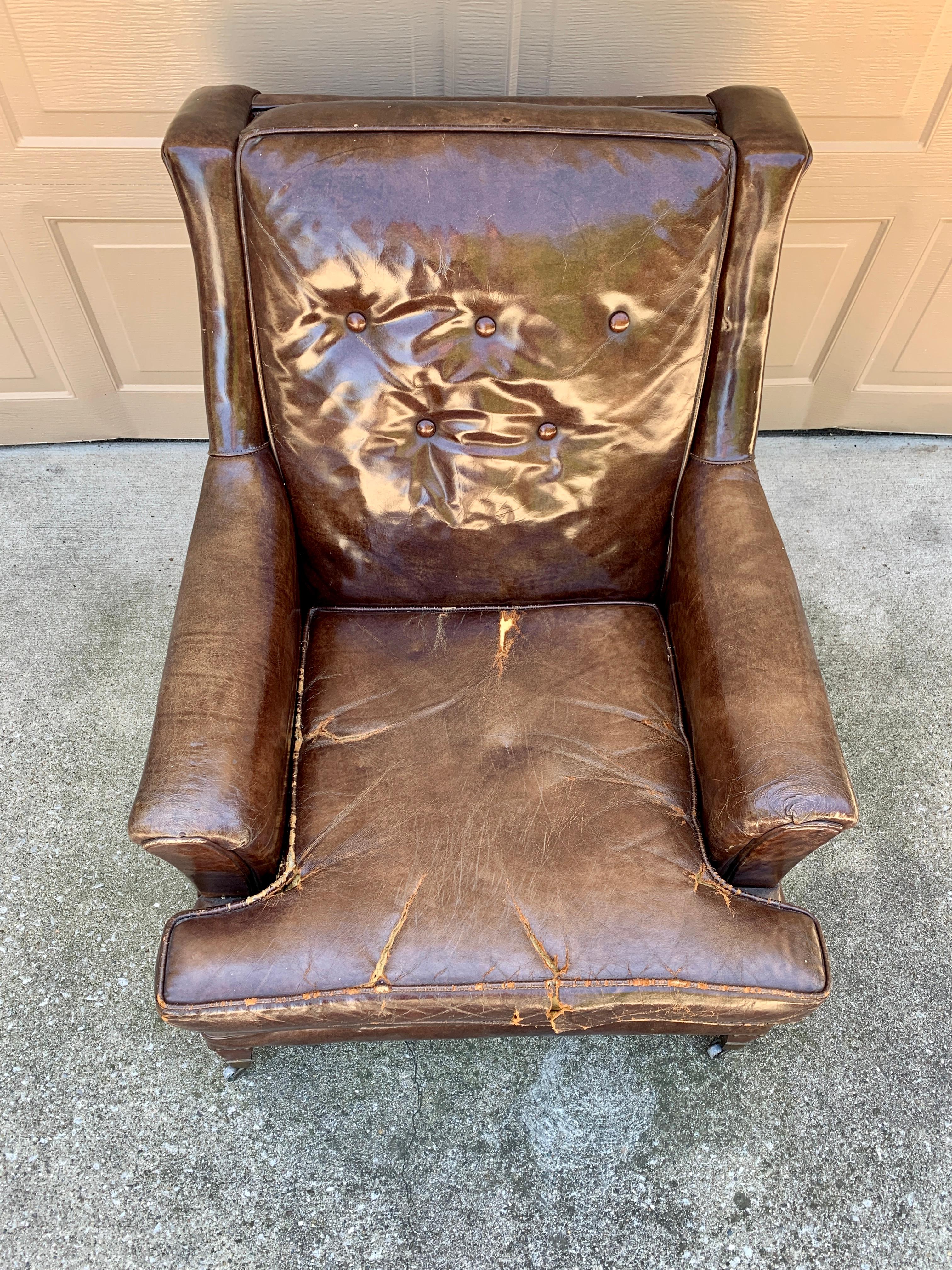Art Deco English Leather Club Chair 3