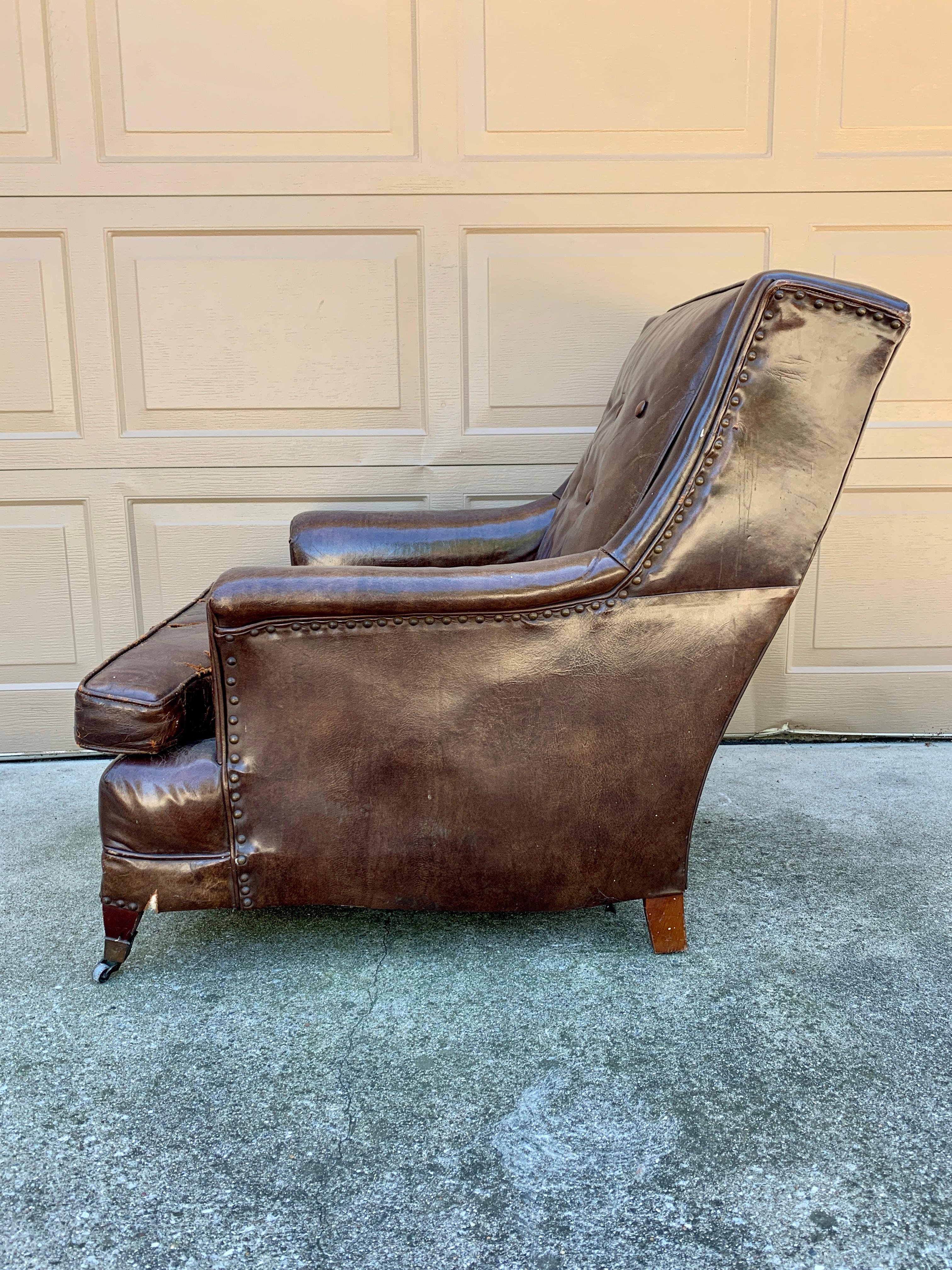 Art Deco English Leather Club Chair 4