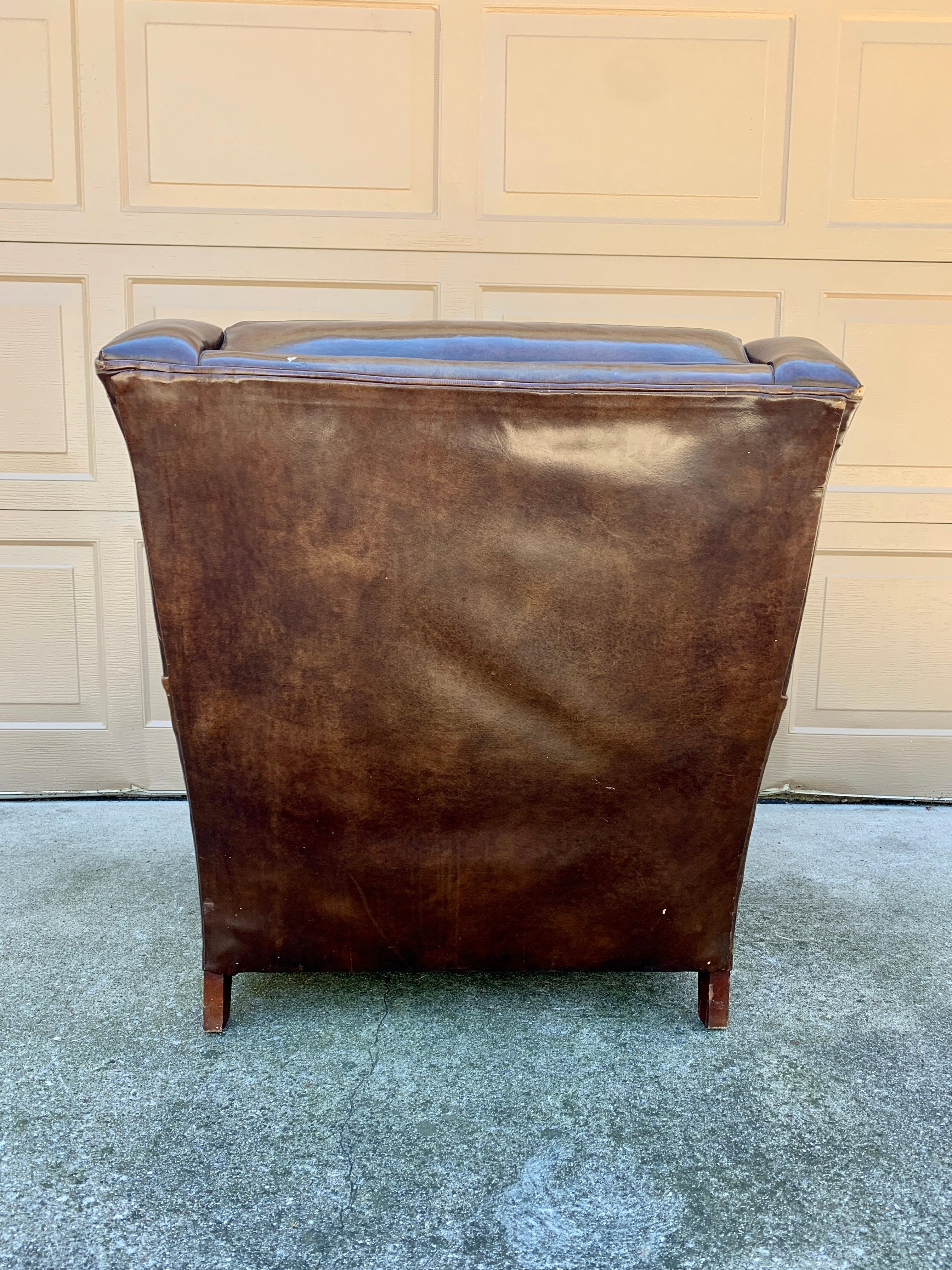 Art Deco English Leather Club Chair 5
