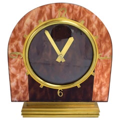 Art Deco English Mantle Clock Faux Tortoise Shell, circa 1930s