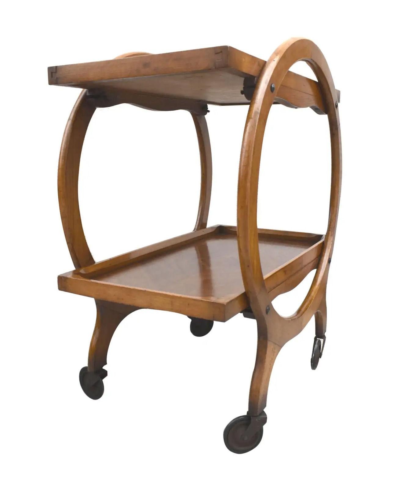 antique wooden drinks trolley