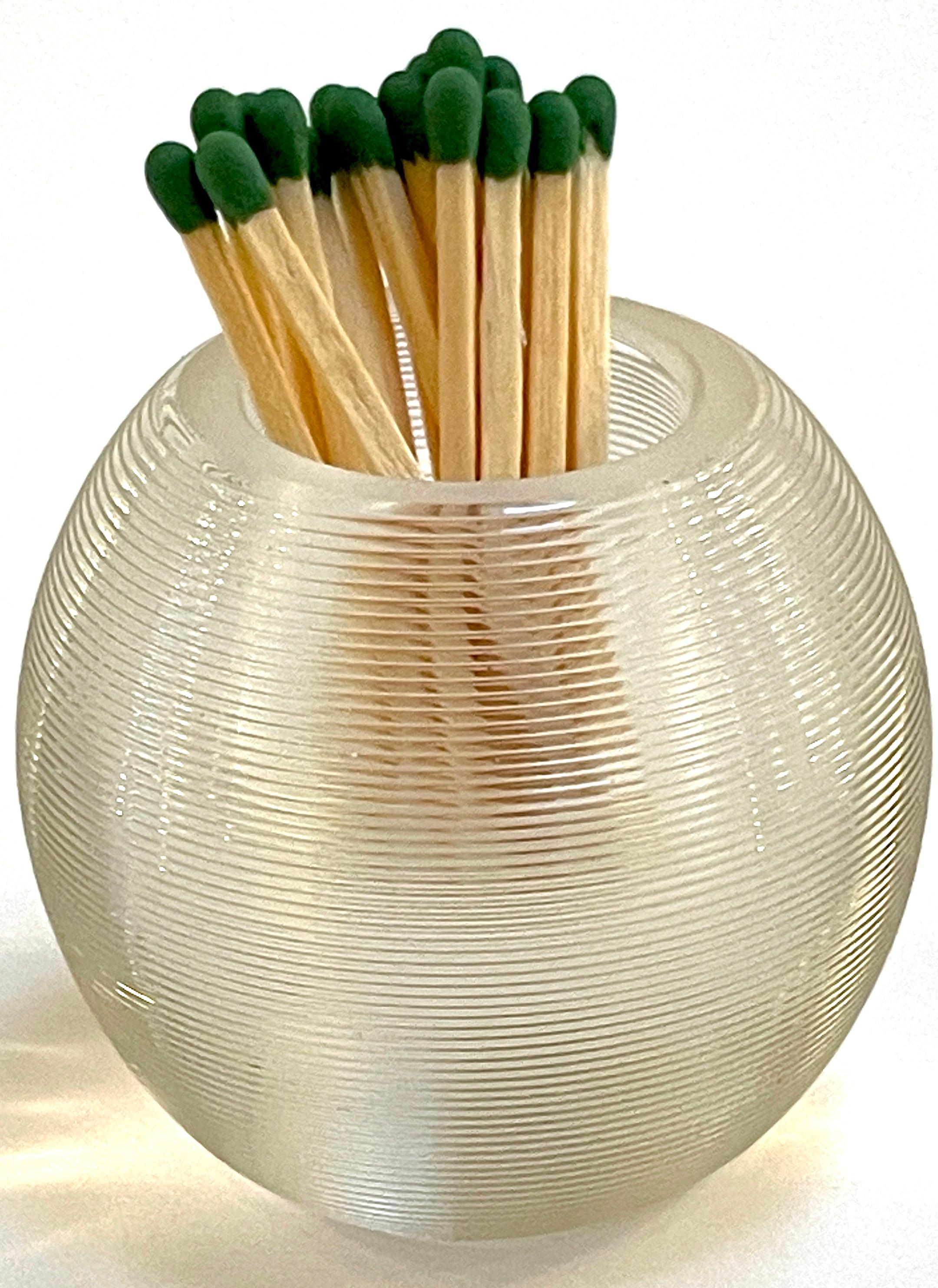 Art Deco English Ribbed Crystal Ribbed Matchstrike In Good Condition For Sale In West Palm Beach, FL