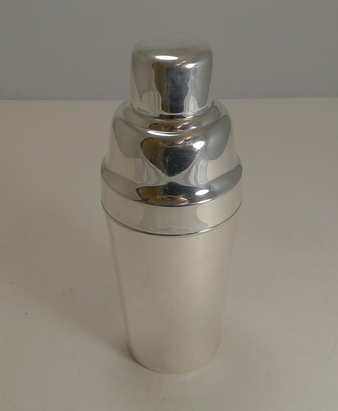 Art Deco English Silver Plate Cocktail Shaker by Mappin and Webb, circa 1930 4