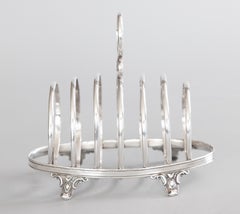 Porte-toast Art Déco en métal argenté anglais