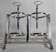 Art Deco English Silver Plated Decanter Stand or Tipping Liquor Bottle Holder