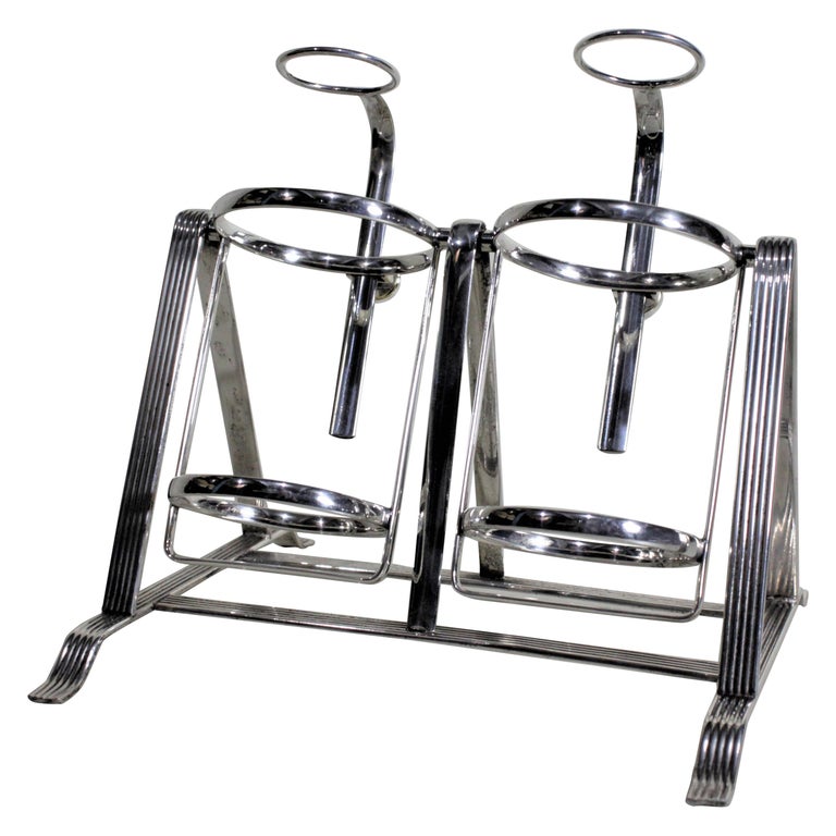 Art Deco English Silver Plated Decanter Stand or Tipping Liquor Bottle