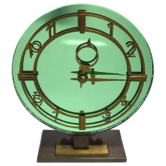 Art Deco English Smiths Green Mirrored Clock