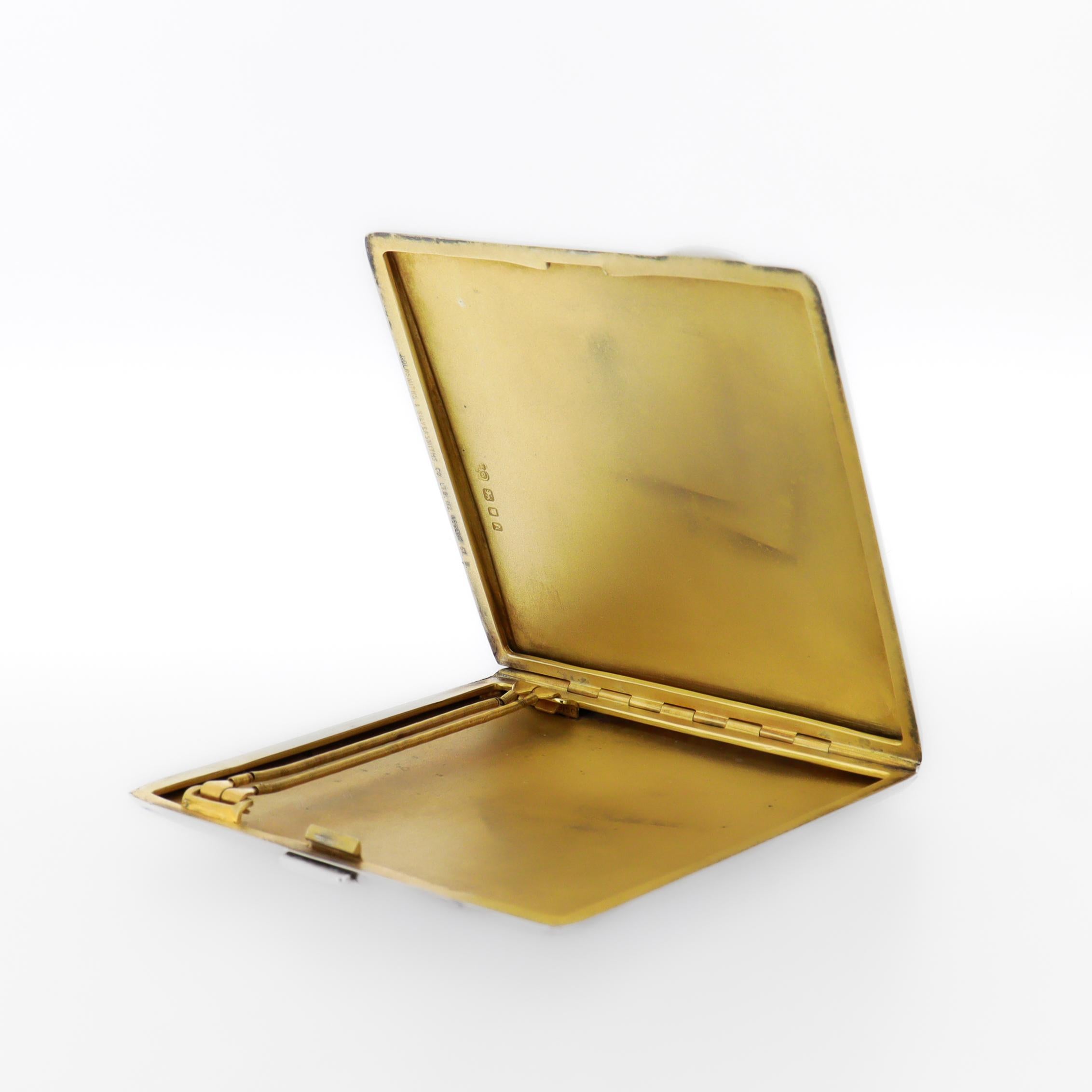 Etui à cigarettes Art Déco anglais en argent sterling et émail guilloché, 1936 en vente 8