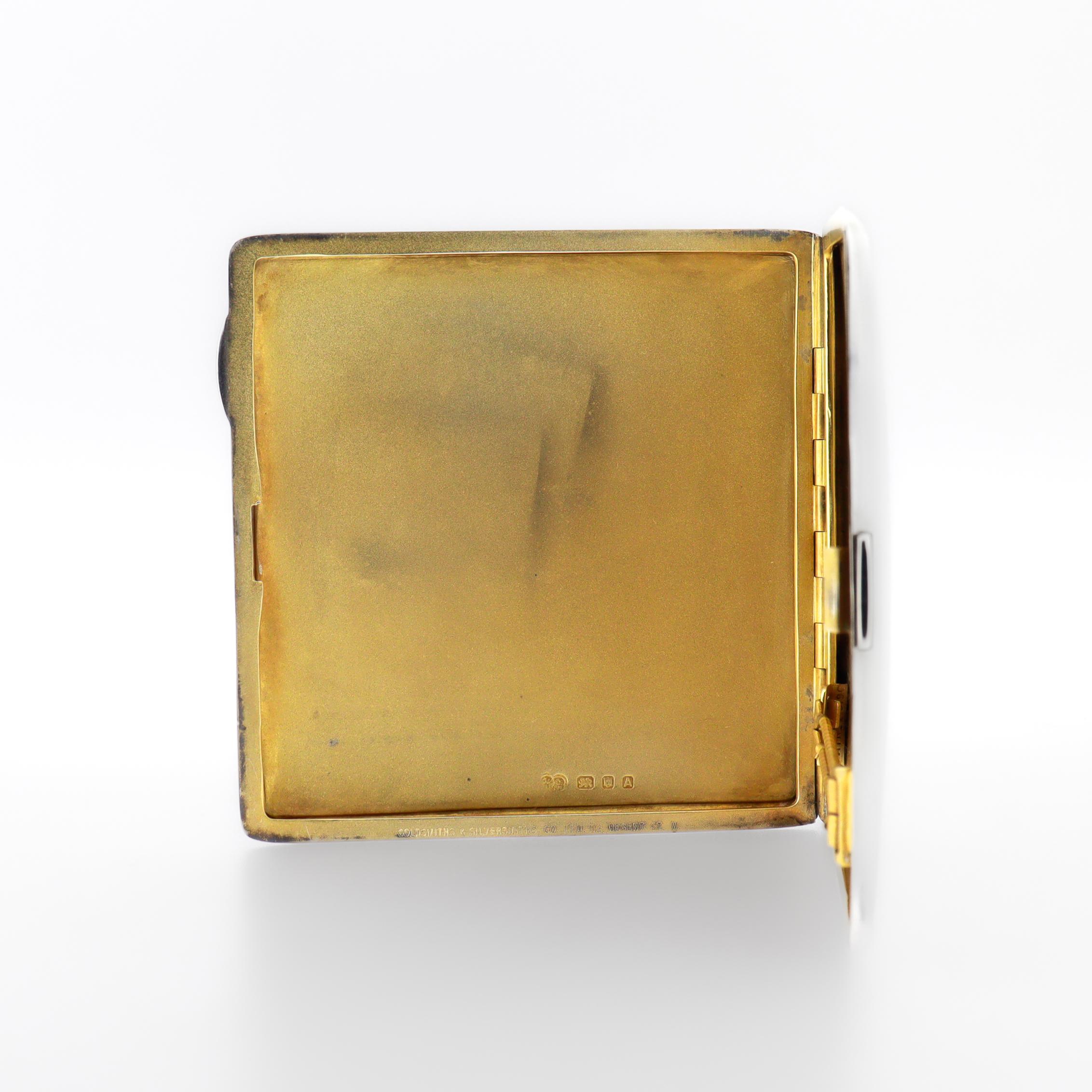 Etui à cigarettes Art Déco anglais en argent sterling et émail guilloché, 1936 en vente 9