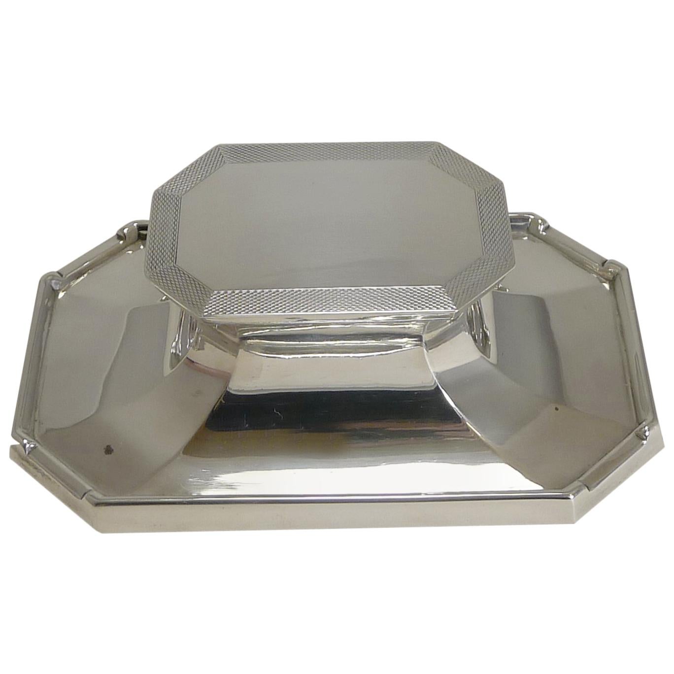 Art Deco English Sterling Silver Inkwell by Deakin and Francis, 1933