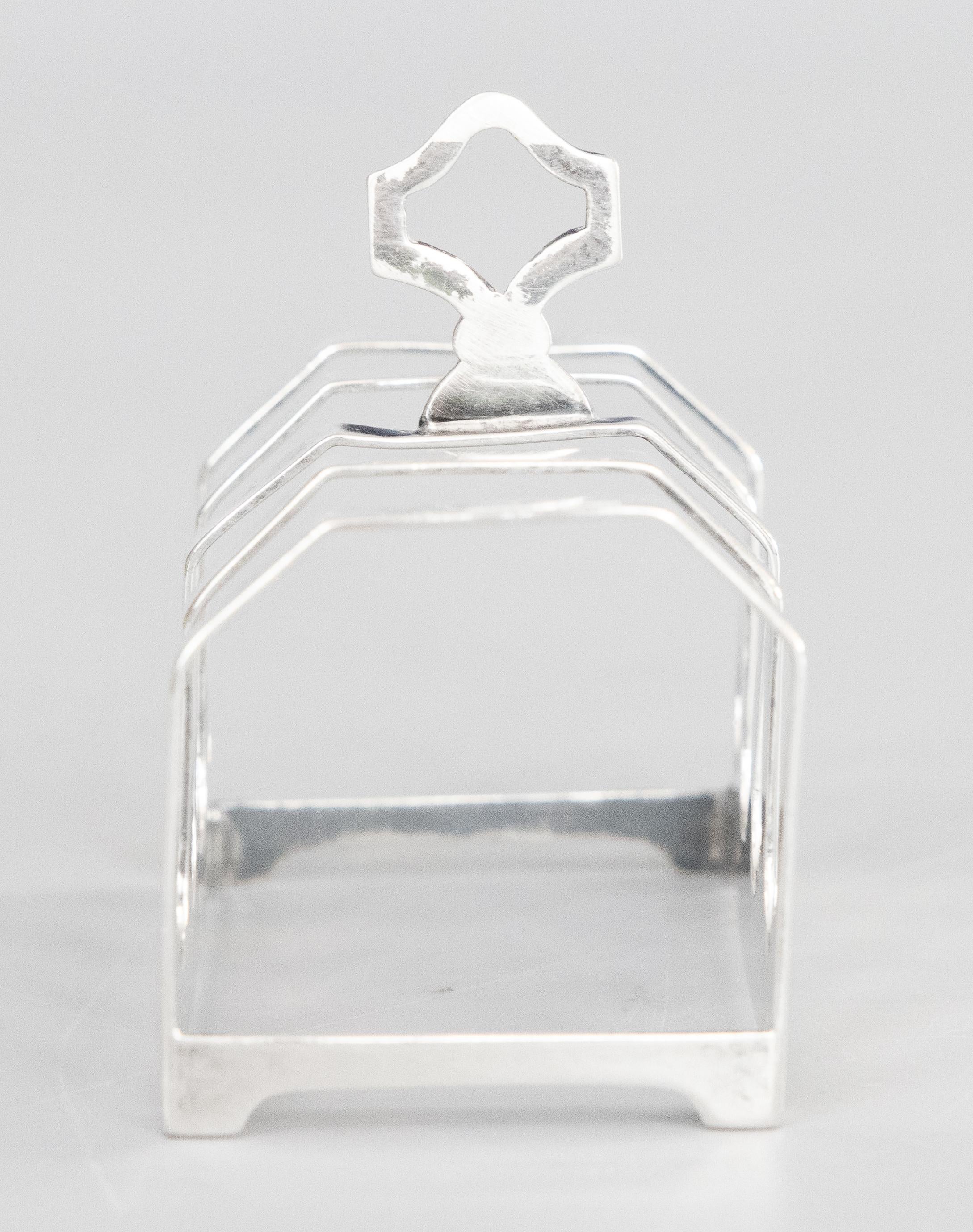Mid-20th Century Art Deco English Sterling Silver Toast Rack For Sale