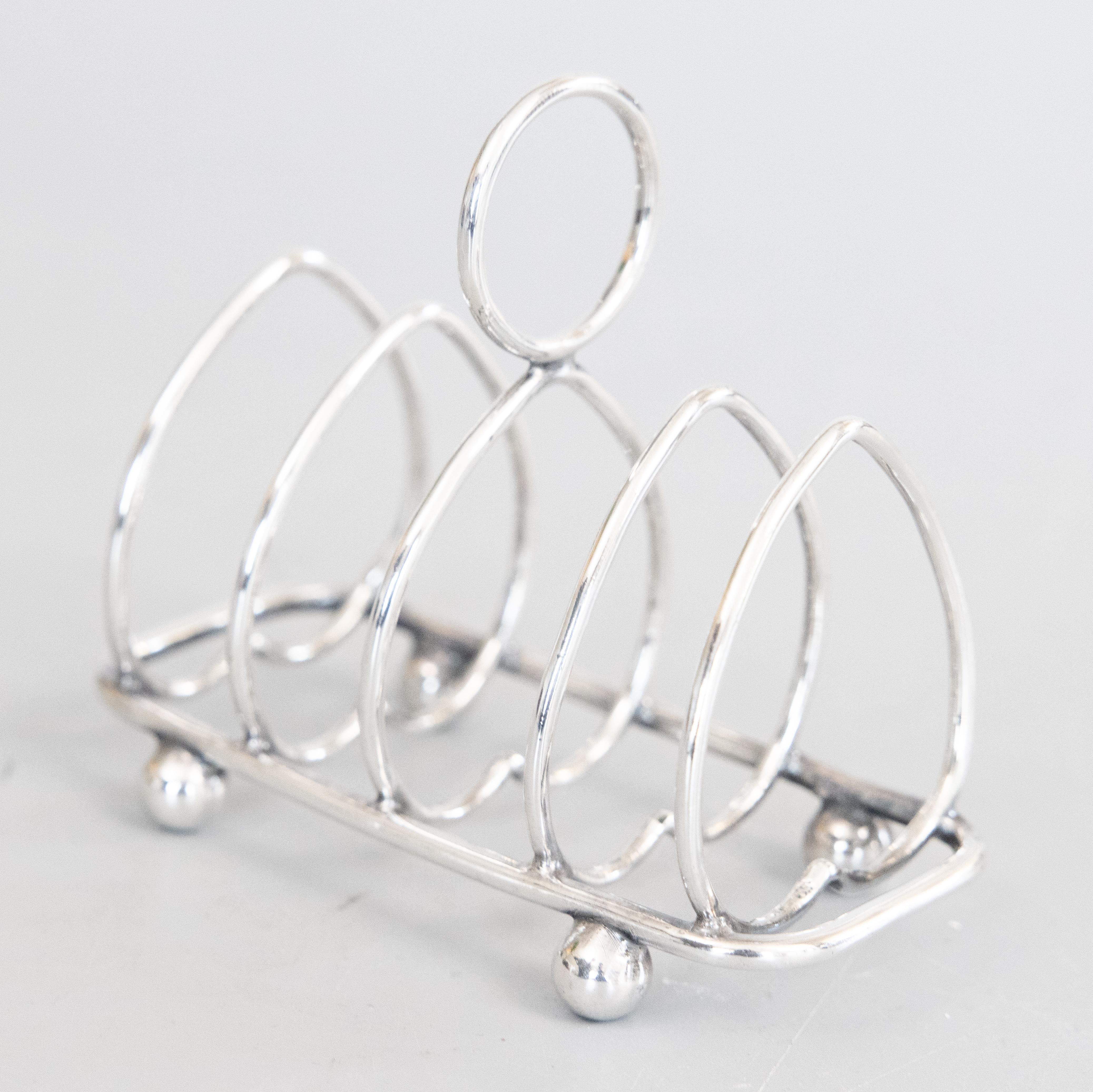 Art Deco English Sterling Silver Toast Rack 4