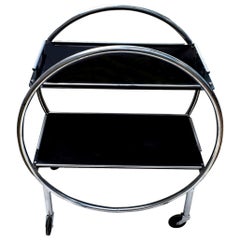 Used Art Deco English Two-Tier Chrome Bar Cart Hostess Trolley