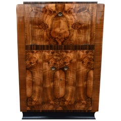 Art Deco English Walnut Cocktail Cabinet, circa 1930