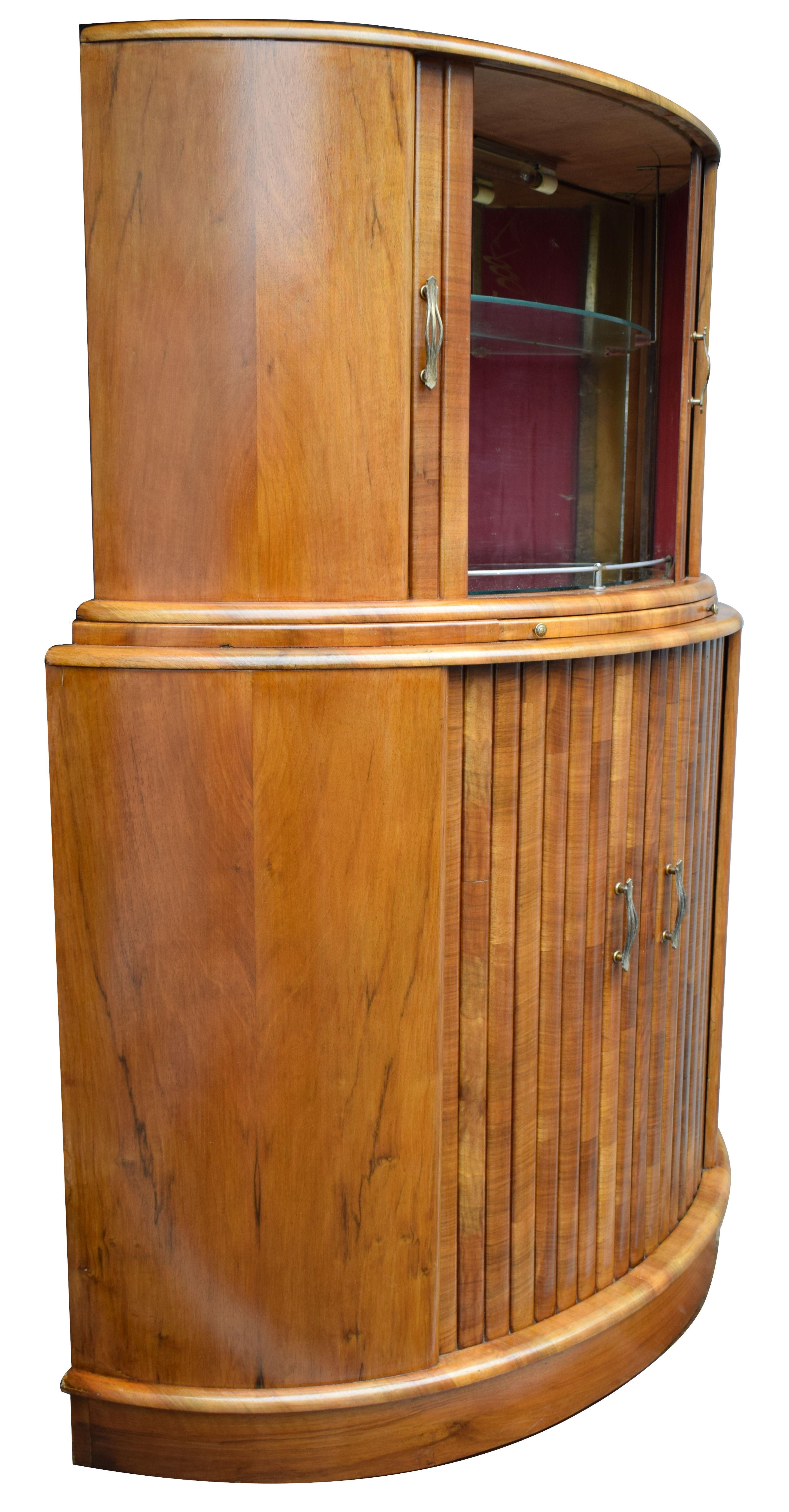 20th Century Art Deco English Walnut Cocktail Cabinet, c1930