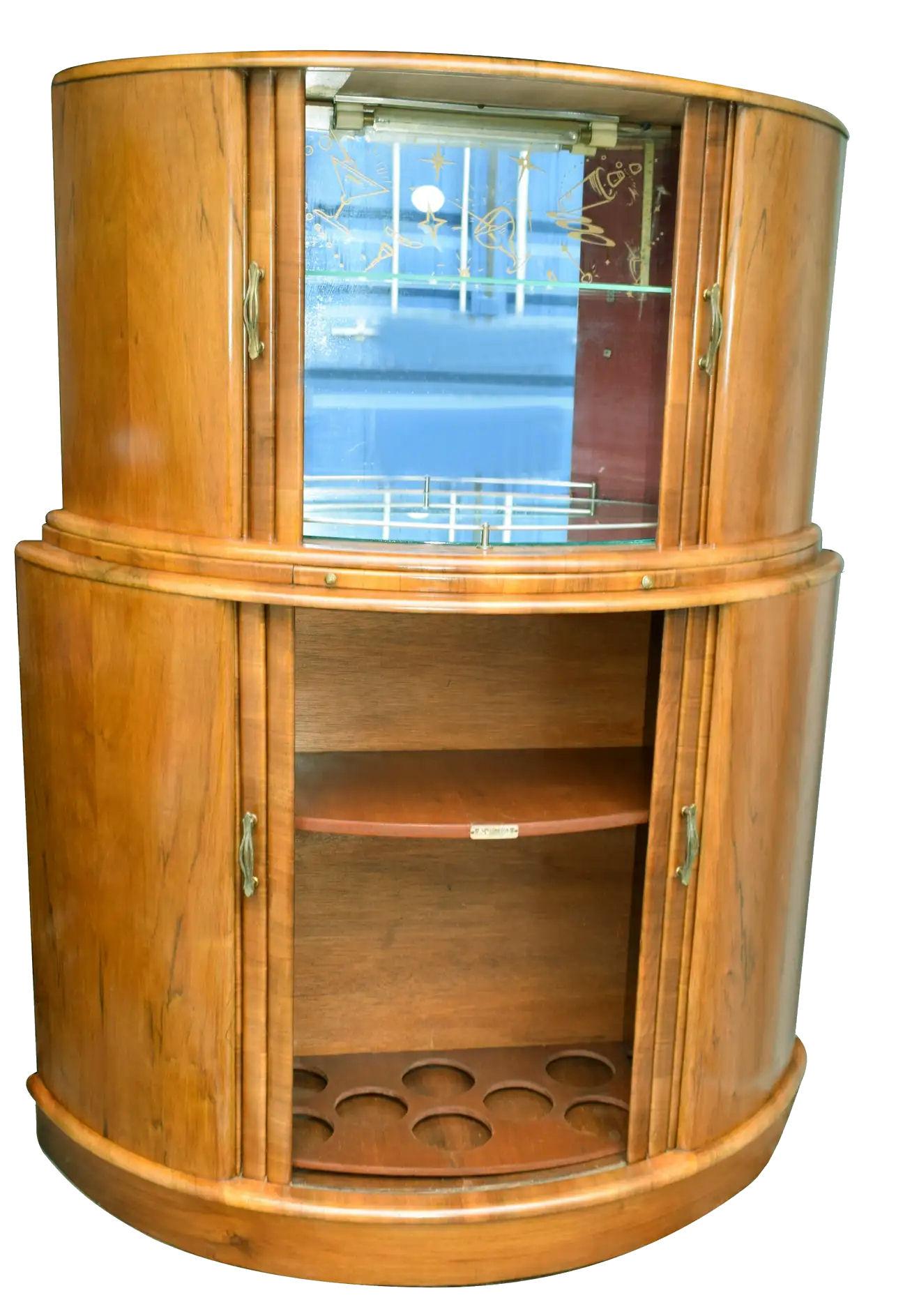 Art Deco English Walnut Cocktail Cabinet, c1930 1