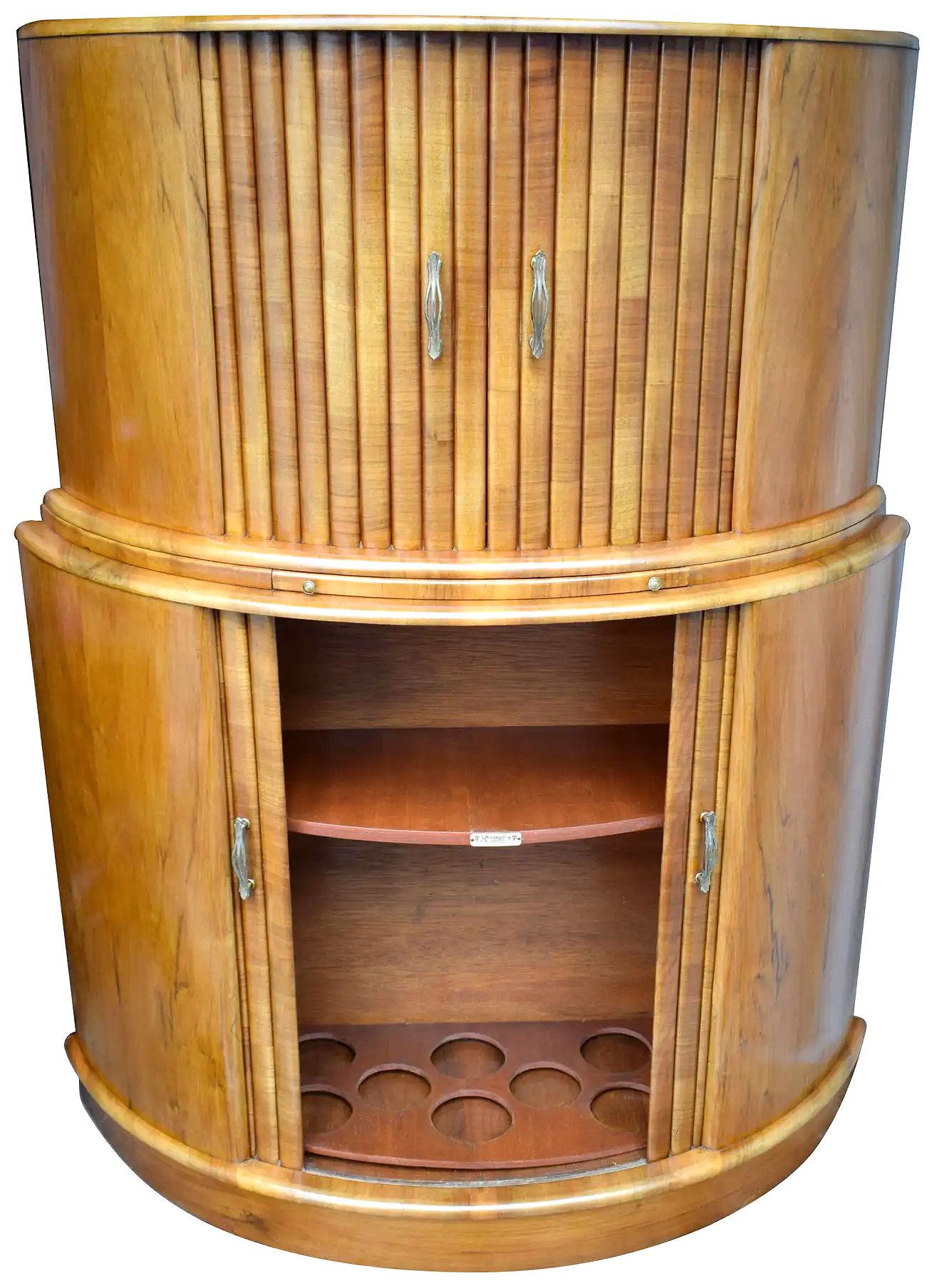 Art Deco English Walnut Cocktail Cabinet, c1930 2