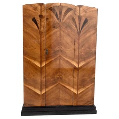 Vintage Art Deco English Walnut 'Fan' Double Wardrobe, C1930