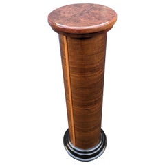 Art Deco English Walnut Pedestal Column, circa 1930s