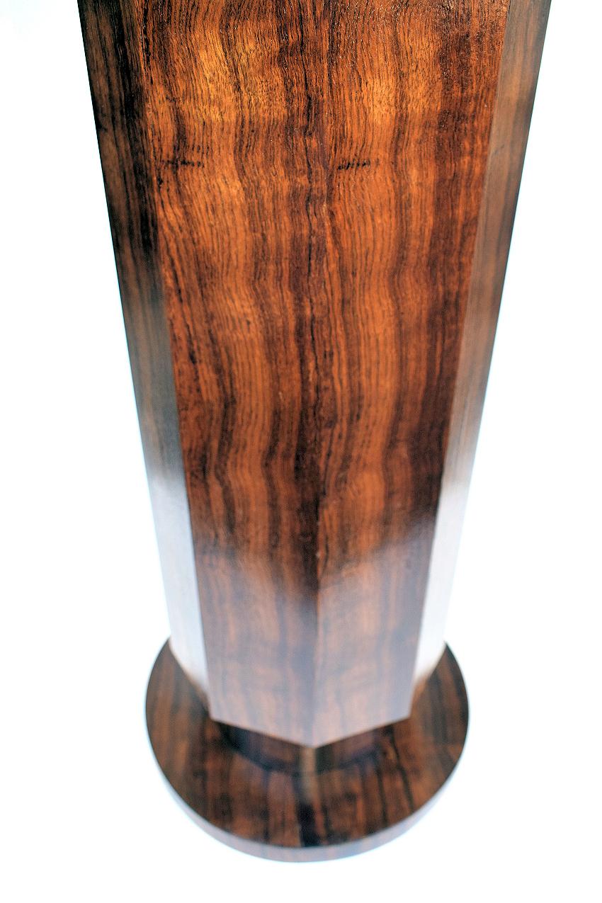 You are viewing a lovely Art Deco walnut column/pedestal. These really are the epitome of Art Deco style and elegance and in the right setting, they look absolutely drop-dead gorgeous. Perfect for modern or vintage interiors, giving that