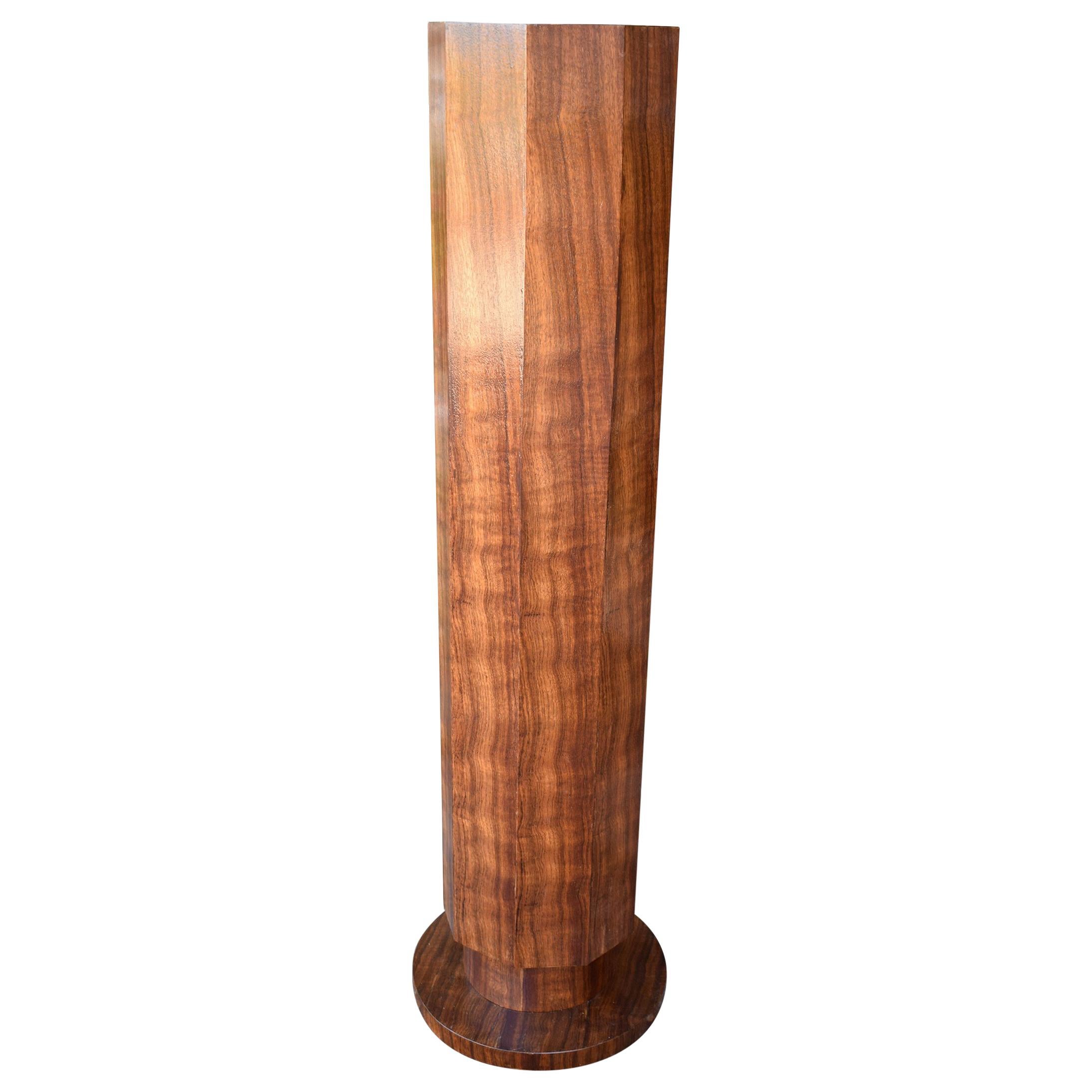 Art Deco English Walnut Pedestal Column