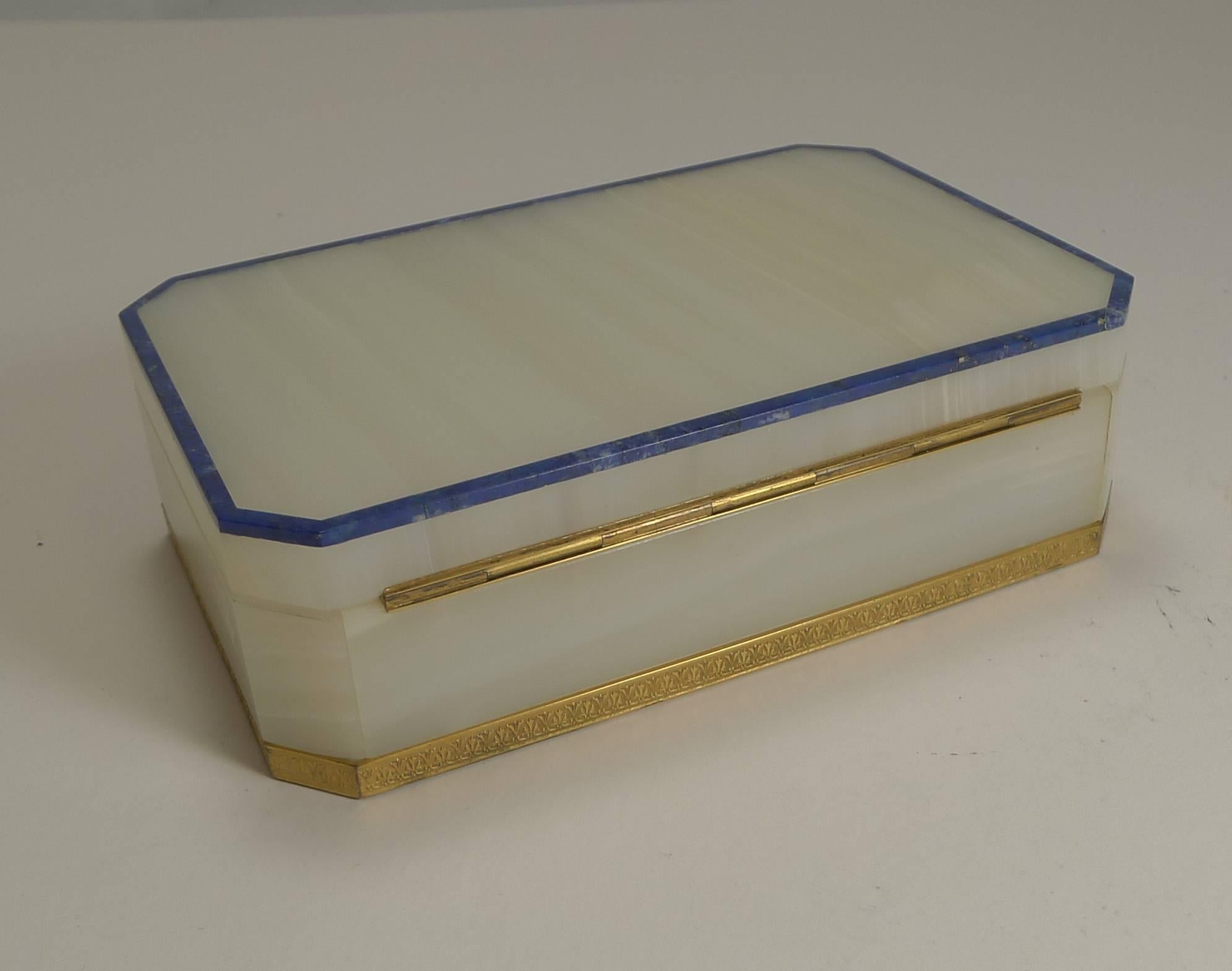 20th Century Art Deco English White Onyx and Lapis Lazuli by Henry Griffiths