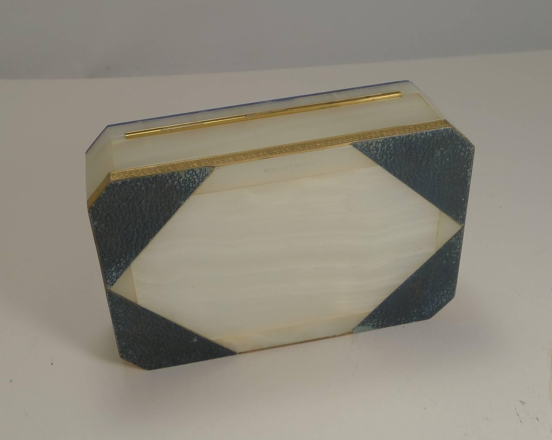 Art Deco English White Onyx and Lapis Lazuli by Henry Griffiths 1