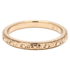 Art Deco Engraved Band Ring, 14k Yellow Gold, Ring Size 8