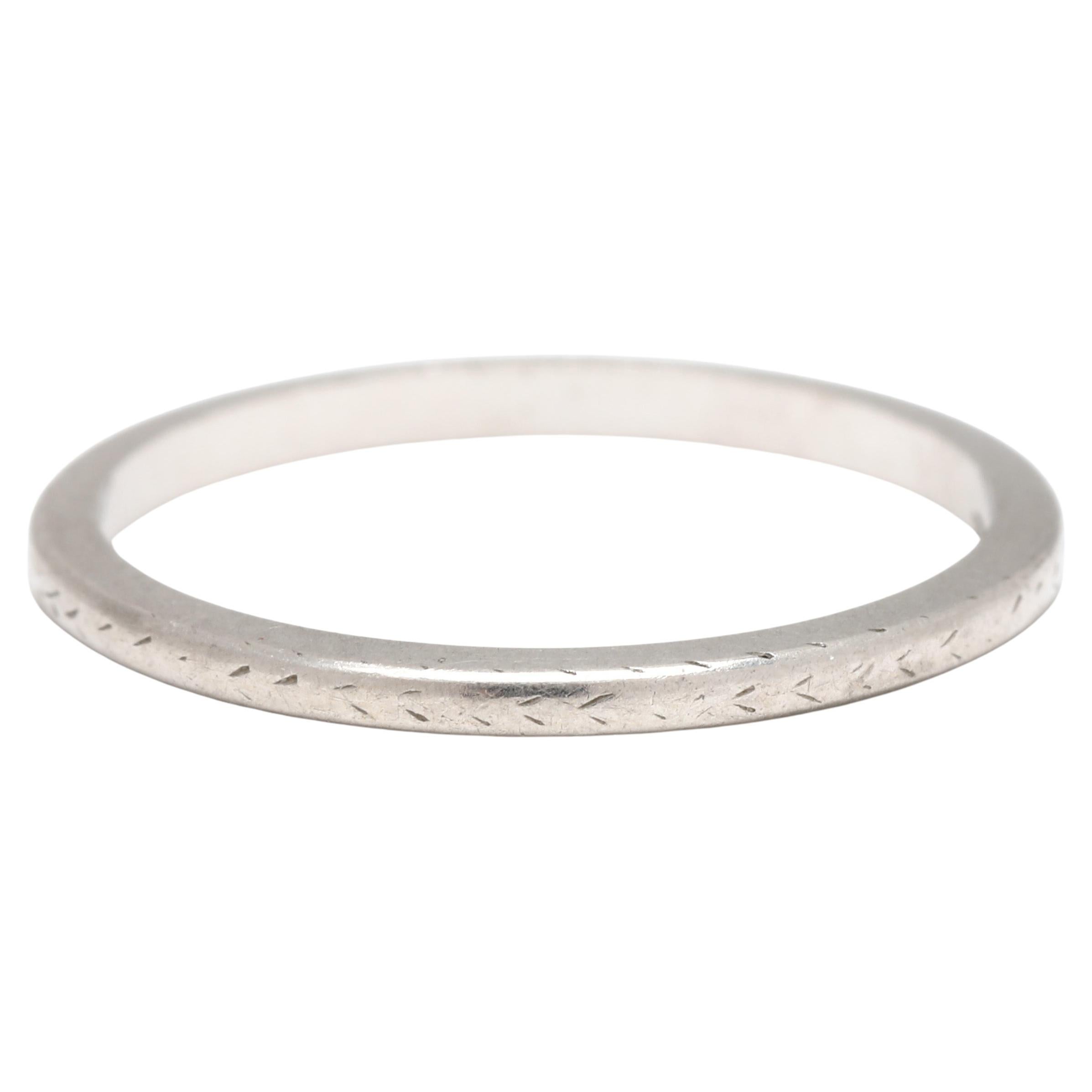 Anillo grabado Art Déco, platino, talla 5,25