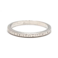 Art Deco Engraved Band Ring, Platinum, Ring Size 5.5