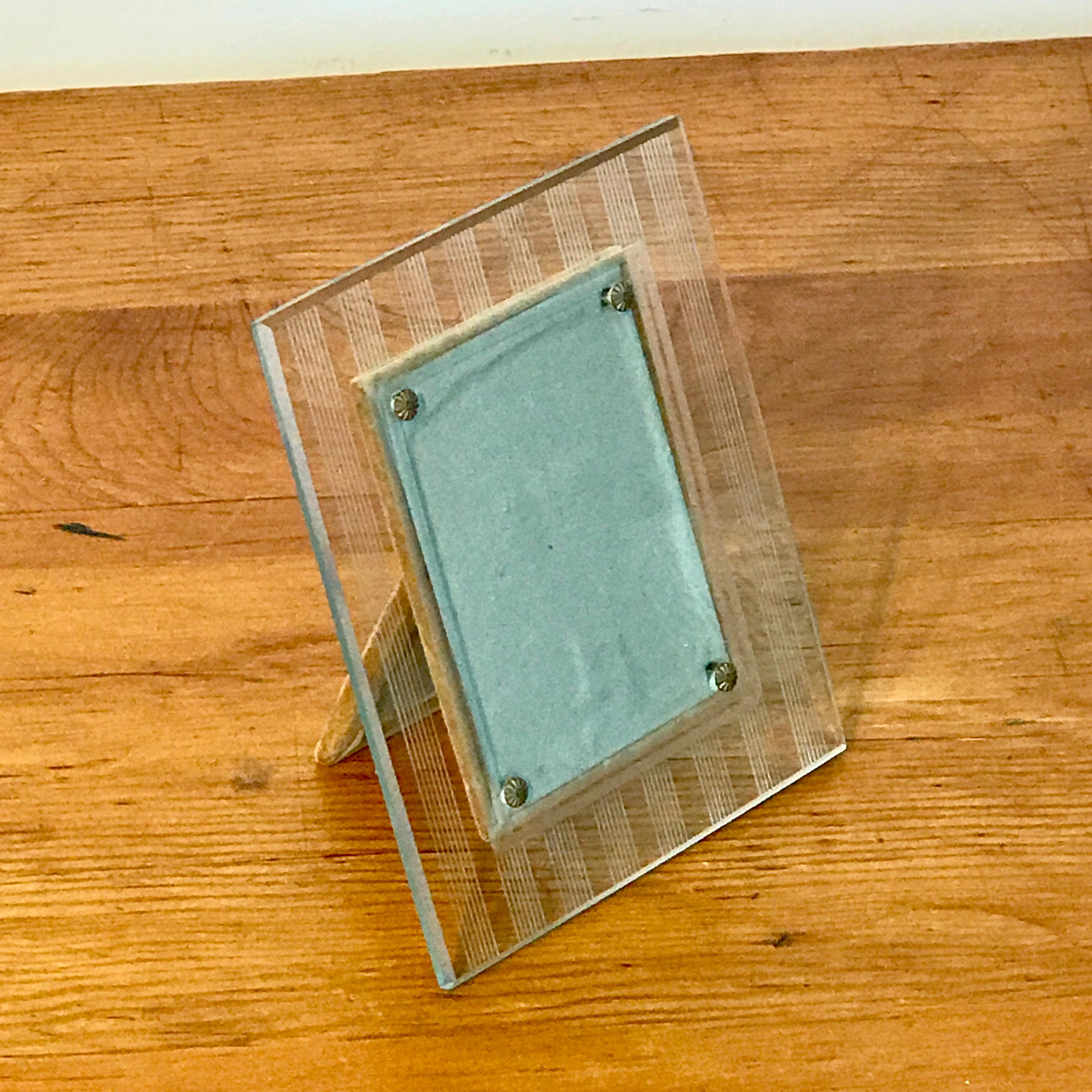 Modern Art Deco Engraved Glass Frame For Sale