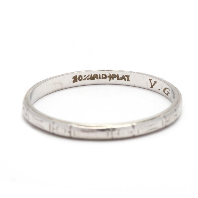 Art Deco Engraved Wedding Band, Platinum, Ring, Antique Stackable For ...