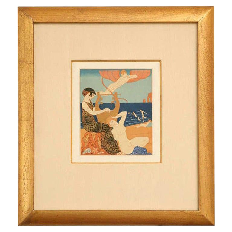 Incisione Art Deco di George Barbier da Chansons De Bilitis Portfolio incorniciato