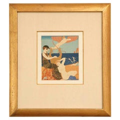 Grabado Art Déco de George Barbier de la Cartera Chansons De Bilitis Enmarcado