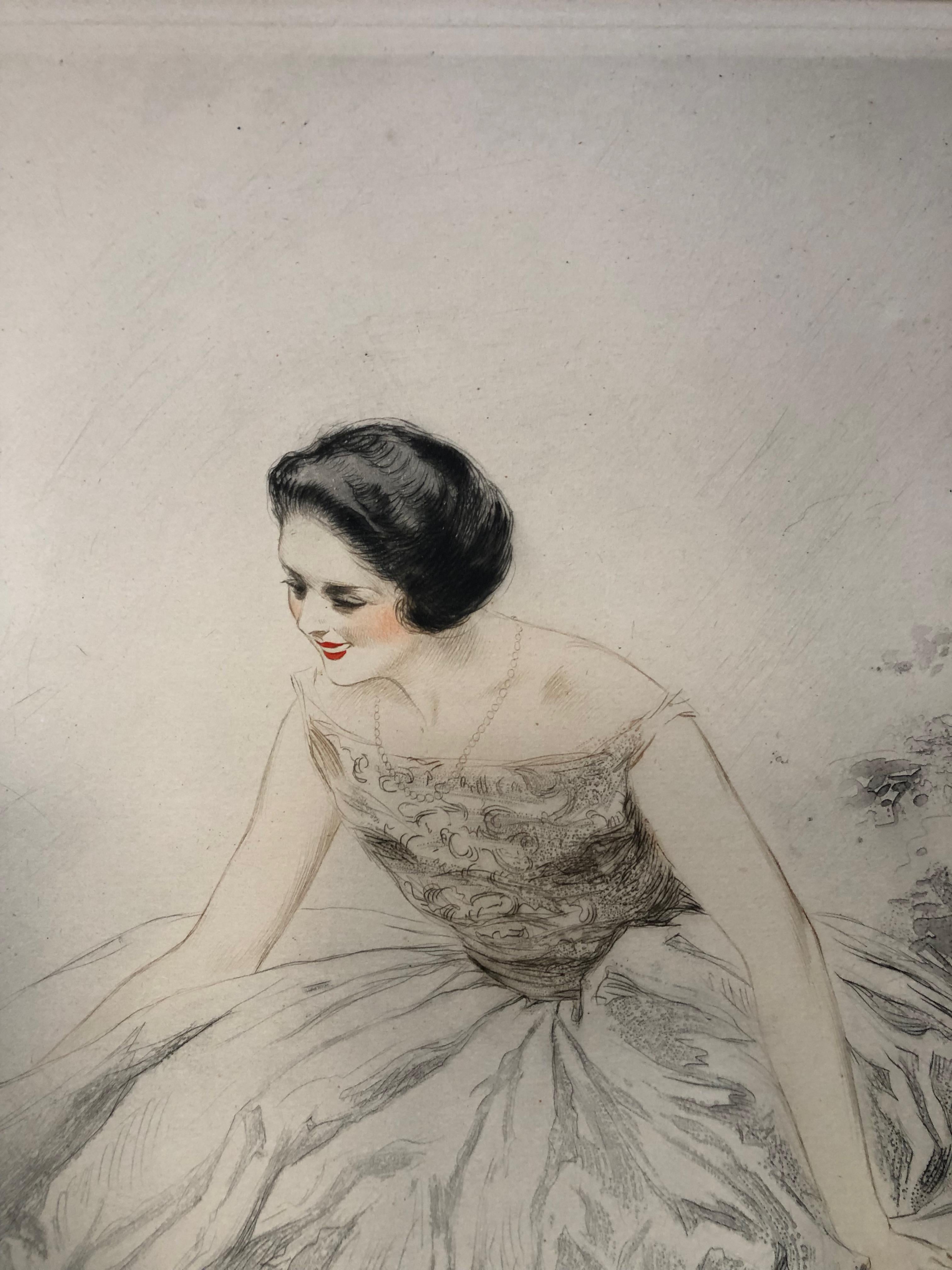 Art Deco engraving by Jean Hardy Louis Icart School In Good Condition For Sale In NANTES, FR